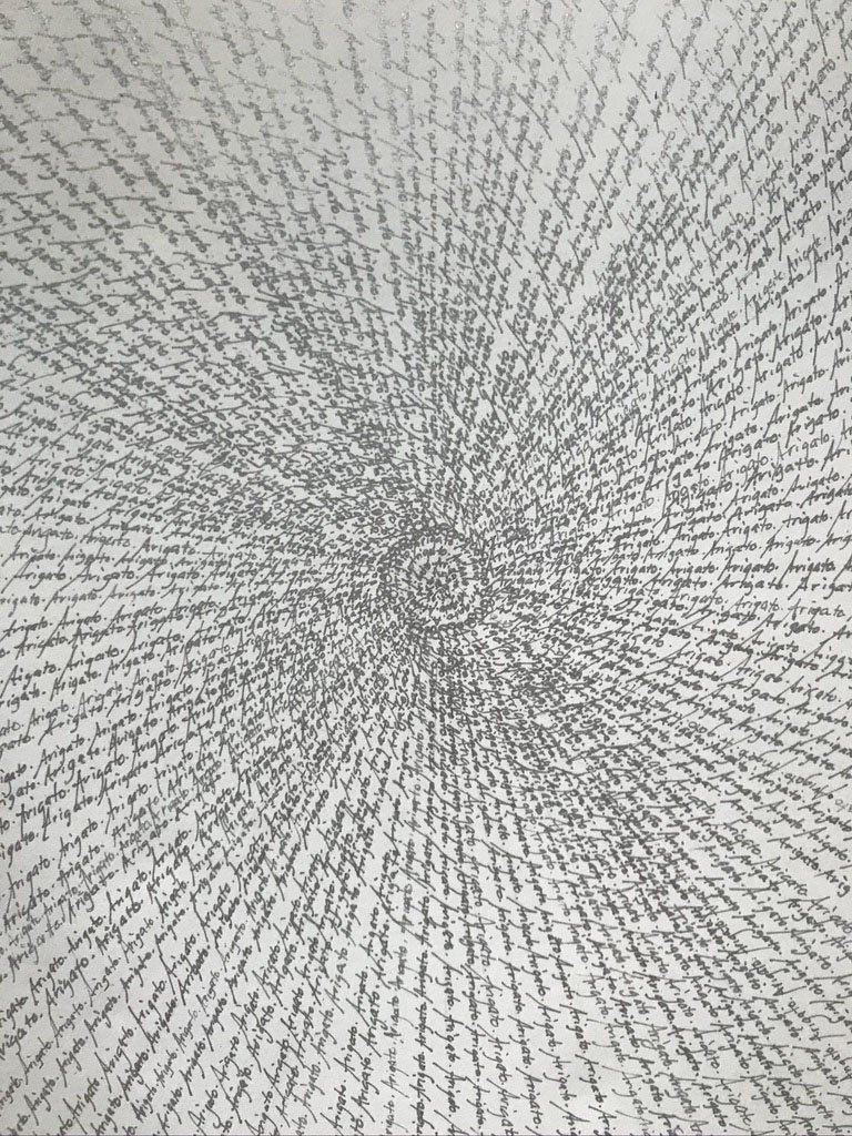 "Arigato Radiating Light to the Future" silver ink on hand made paper